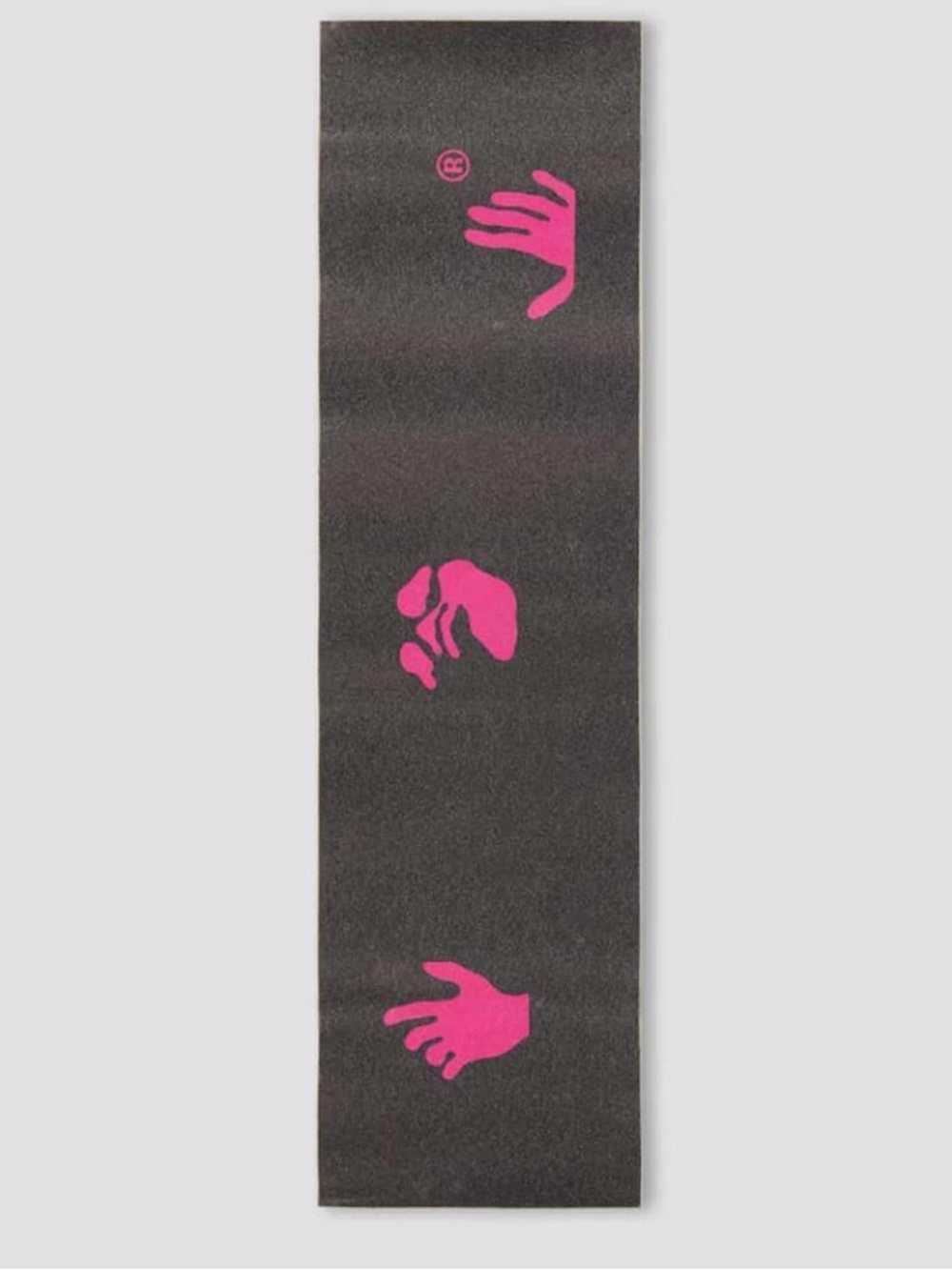 Black Skateboard off-white Grip Tape with Pink Hand Graphics